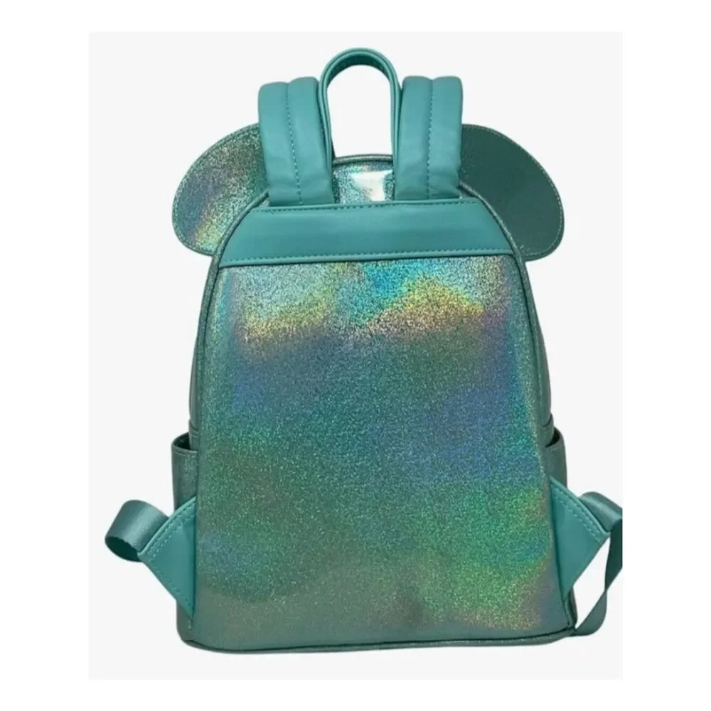 Loungefly Seafoam Green Minnie Mouse Sequin Bow Mini Cosplay Backpack Iridescent